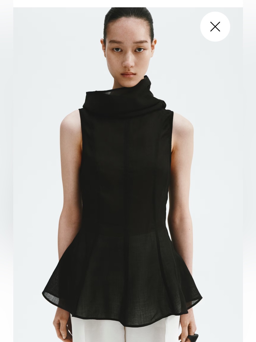 H&M Black Sleeveless High-Neck Peplum Top